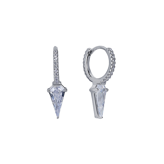 Серебряные серьги кольца с фианитом Miestilo