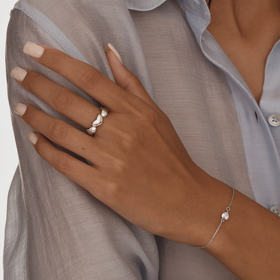 Серебряное кольцо сердца Miestilo