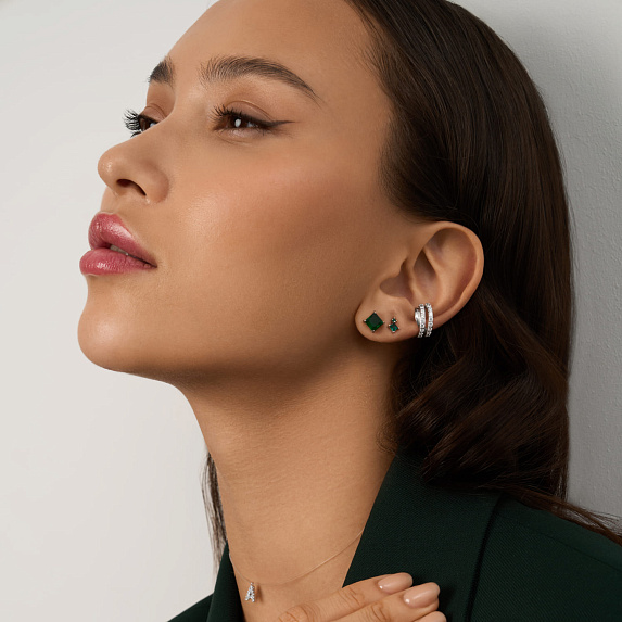 Серьги серебро 925 серебряные гвоздики женские квадратные Miestilo
