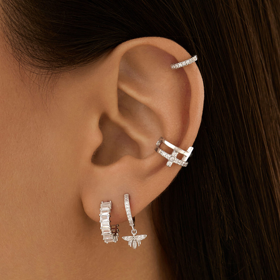 Серьги серебро 925 гвоздики женские кольца с камнями Miestilo