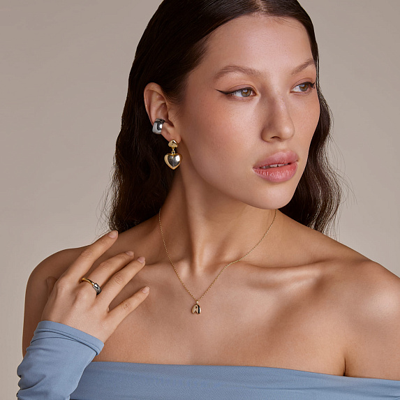 Серебряное колье позолоченое с буквой А bubble small Miestilo