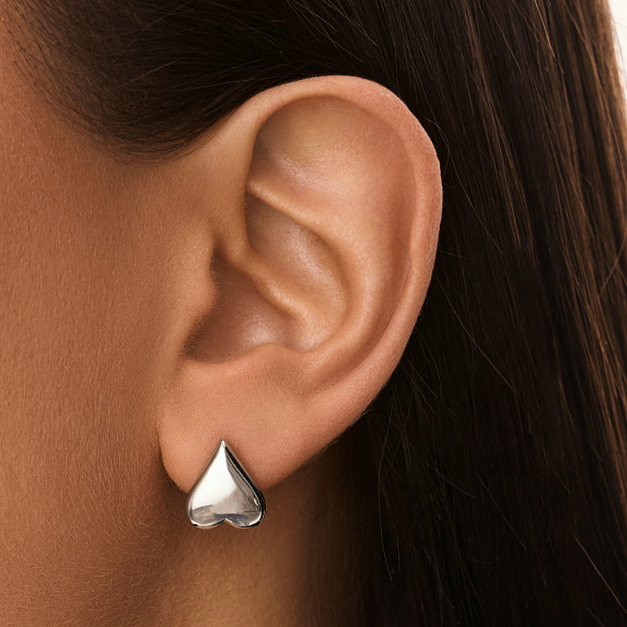 Серьги серебро 925 серебряные гвоздики женские сердечки Miestilo