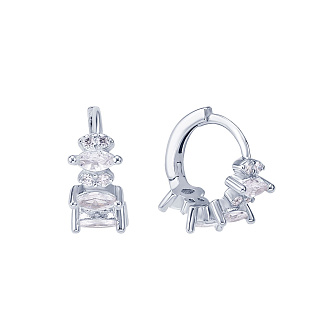 Серебряные серьги - кольца с фианитами Miestilo