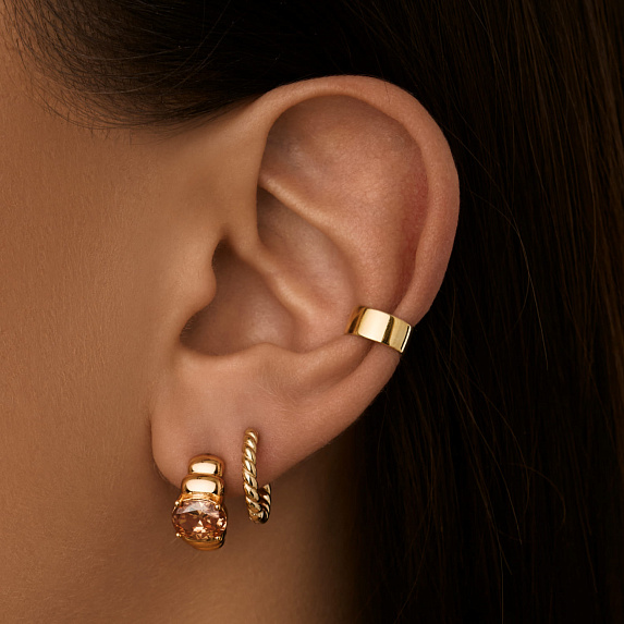 Серьги серебро 925 женские позолоченные конго без вставок Miestilo