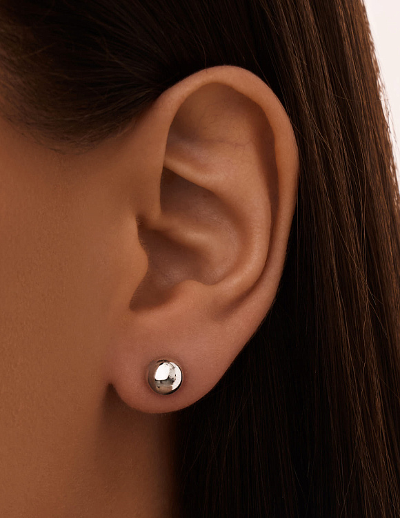 Серебряные серьги гвоздики шар Miestilo