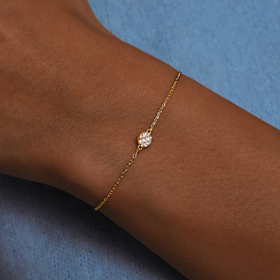 Браслет на руку серебро 925 ювелирный круглый в позолоте Miestilo