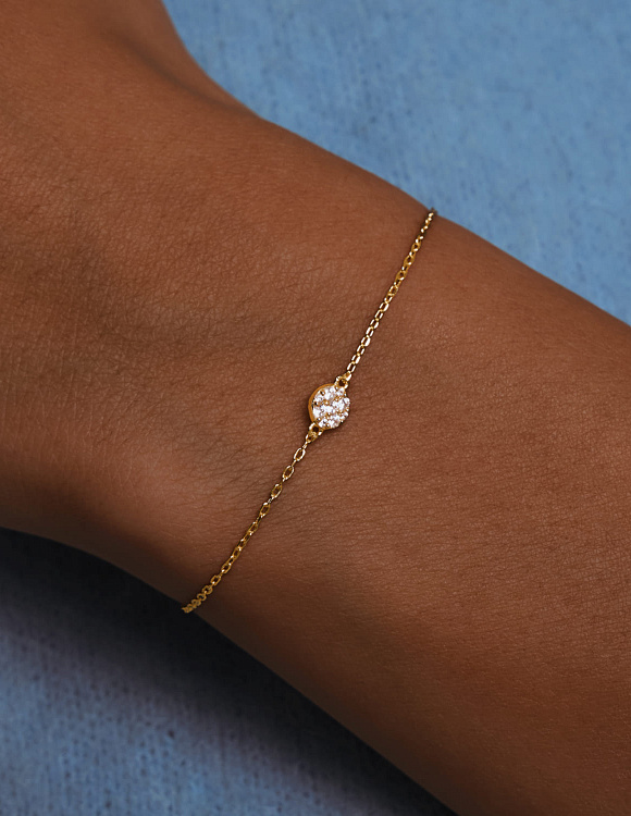 Браслет на руку серебро 925 ювелирный круглый в позолоте Miestilo