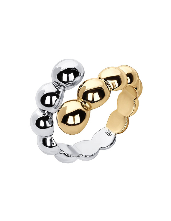 Серебряное кольцо биколор шары Miestilo  2