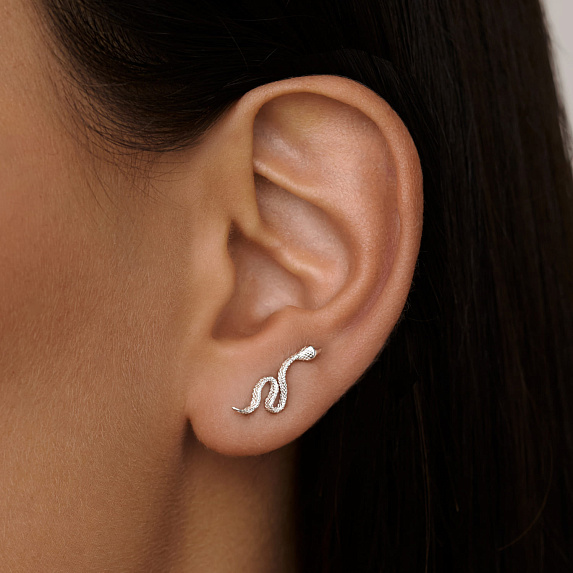 Серьги клаймберы серебро 925 змеи без застежки Miestilo