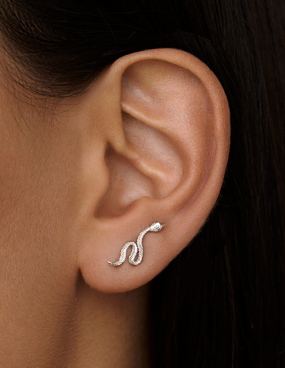 Серьги клаймберы серебро 925 змеи без застежки Miestilo
