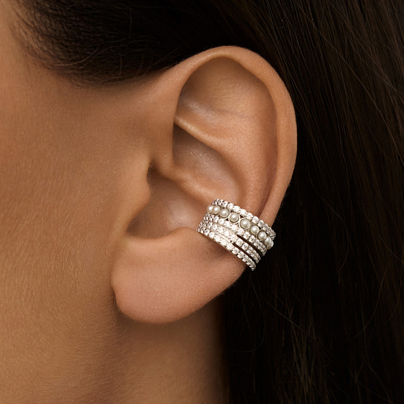 Серьга кафф серебро 925 моносерьга серебряная широкая Miestilo