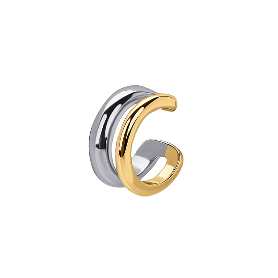 Серьга кафф без прокола серебро 925 биколор Miestilo