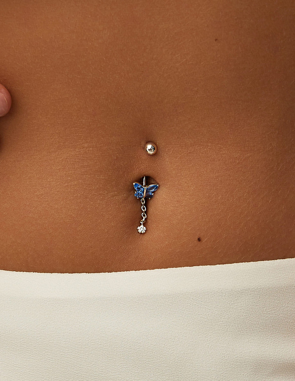 Пирсинг в пупок серебро 925 пробы ювелирный серебряный Miestilo