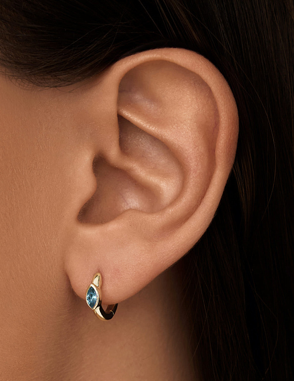 Серебряные серьги с покрытием из желтого золота с синтетической шпинелью Miestilo