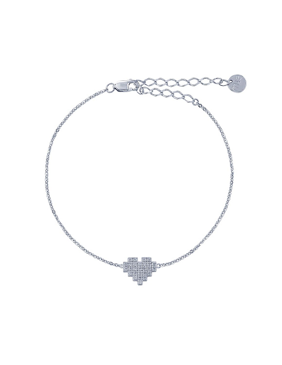 Браслет серебро 925 женский на руку тонкий с сердечком Miestilo  2