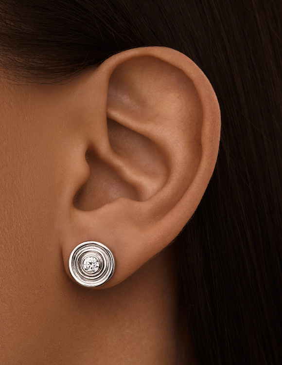 Серебряные пусеты с монетой и фианитом Miestilo