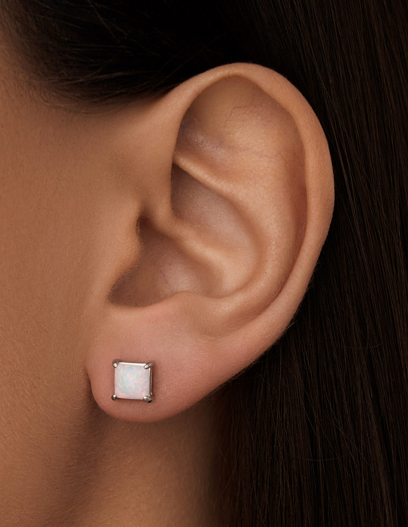 Серебряные серьги гвоздики с опалом Miestilo