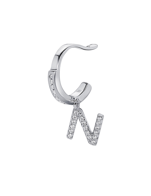 Серьга кафф серебро 925 моносерьга серебряная с буквой N Miestilo  2