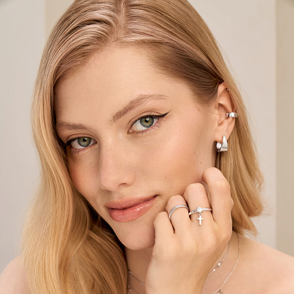 Серьги серебро 925 женские конго без вставок Miestilo