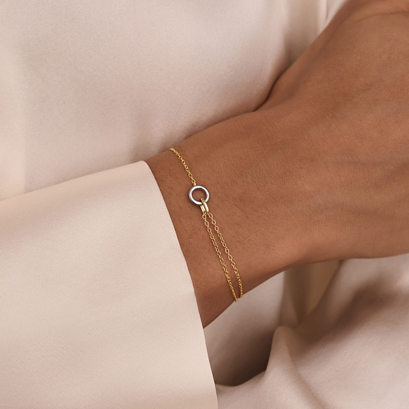 Серебряный браслет биколор с кольцом Miestilo
