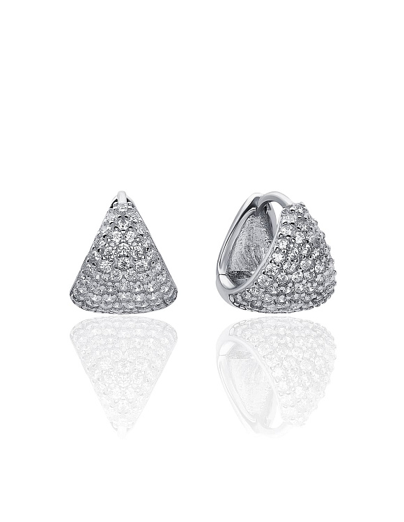 Серебряные серьги-кольца с паве из фианитов MIESTILO  Miestilo  2