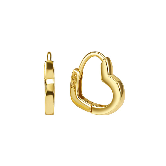 Серьги серебро 925 женские позолоченные сердечки Miestilo