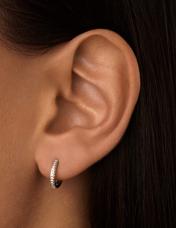 Серебряные серьги-кольца с фианитами 12 мм Miestilo