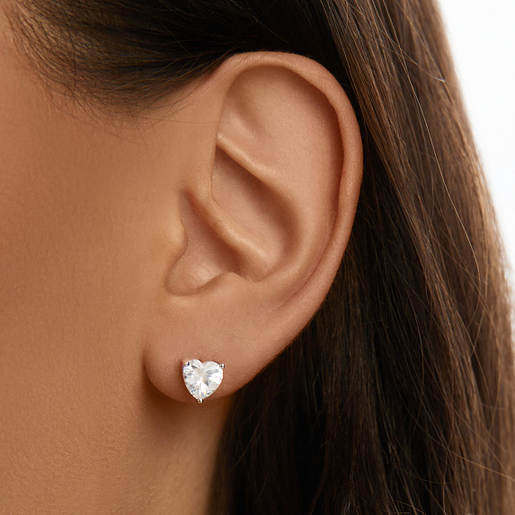 Серьги серебро 925 серебряные гвоздики сердечки Miestilo