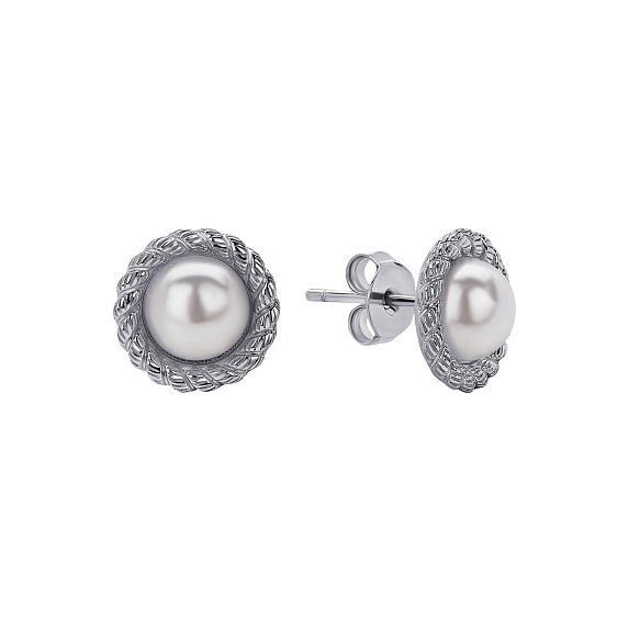 Серьги серебро 925 гвоздики серебряные жемчуг Miestilo