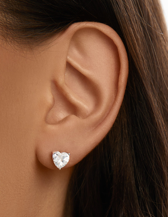 Серьги серебро 925 серебряные гвоздики сердечки Miestilo