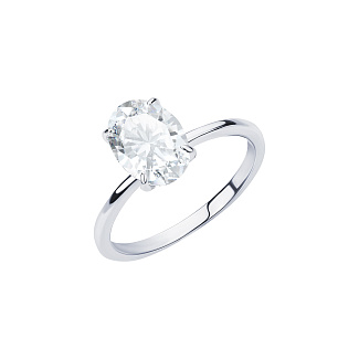 Серебряное кольцо с фианитом в огранке овал 7*9 мм Miestilo
