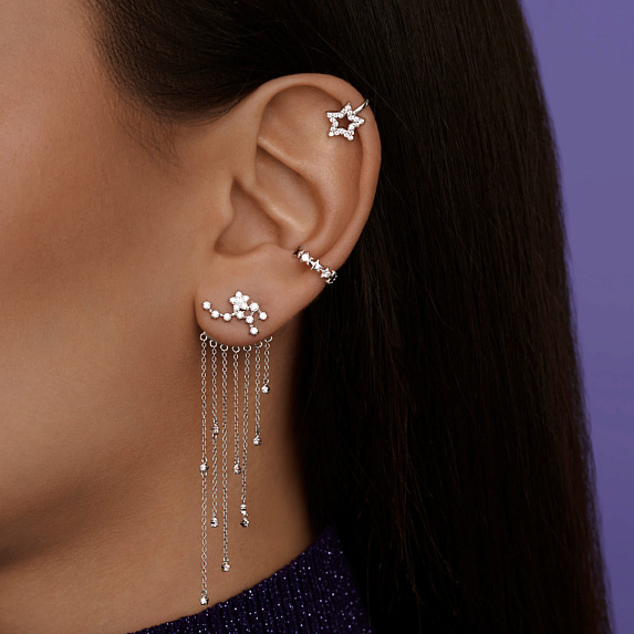 Серьги серебро 925 серебряные гвоздики длинные звезды Miestilo