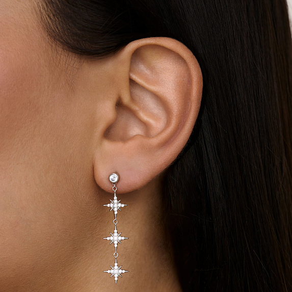 Серьги серебро 925 серебряные гвоздики длинные звезды Miestilo
