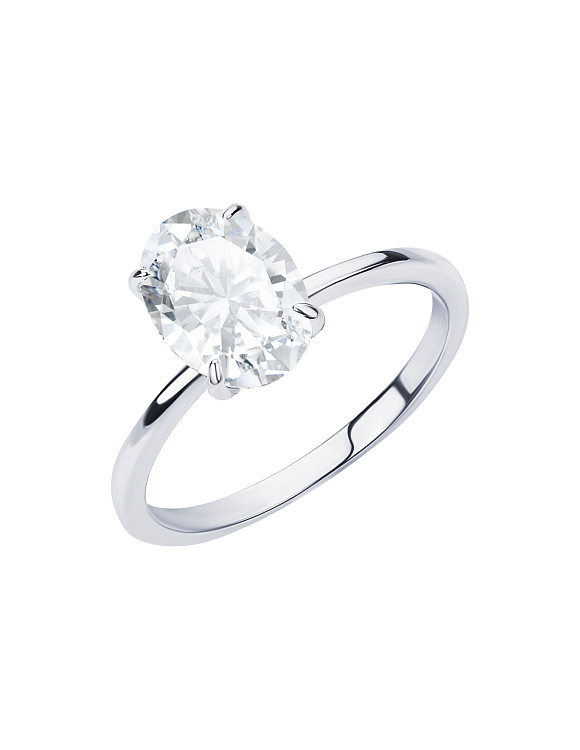 Серебряное кольцо с фианитом в огранке овал 7*9 мм Miestilo  2
