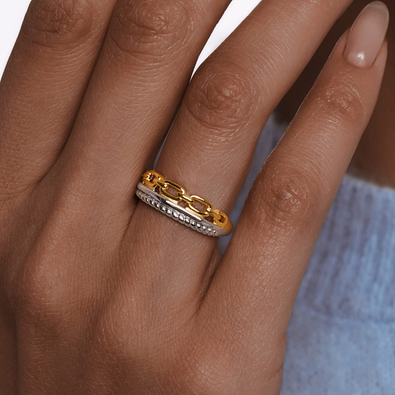 Серебряное кольцо биколор тройное Miestilo