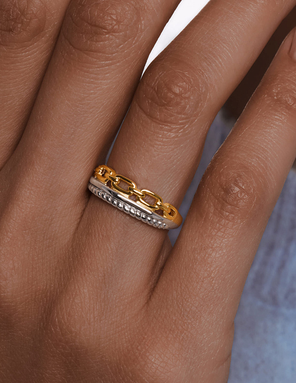 Серебряное кольцо биколор тройное Miestilo