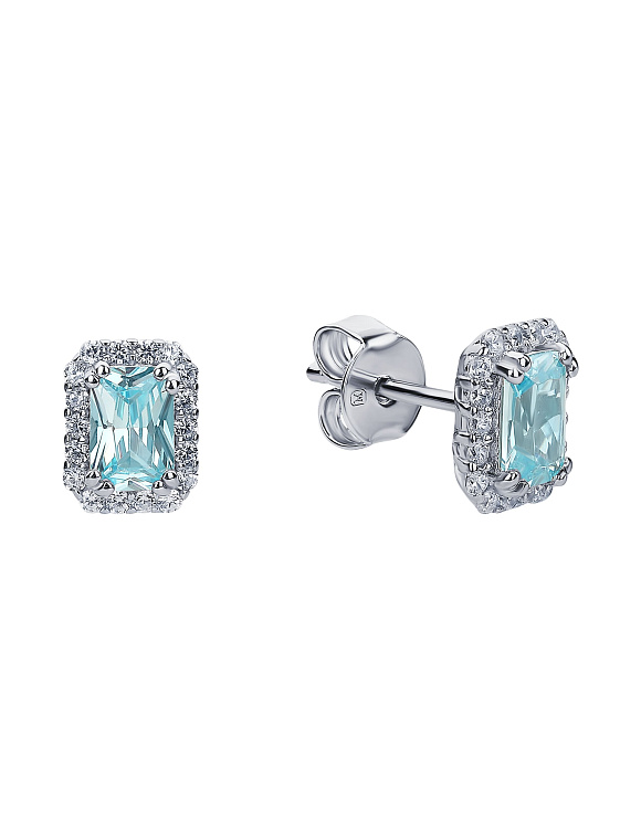 Серебряные серьги гвоздики с фианитами Miestilo  2