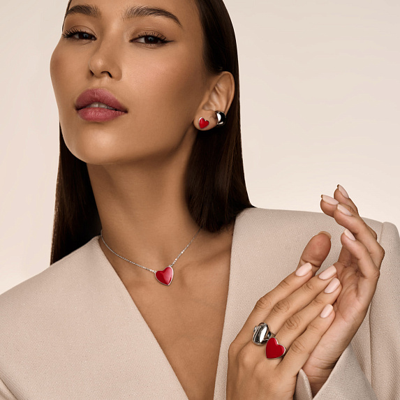 Подвеска сердце серебро 925 на шею с цепочкой Miestilo