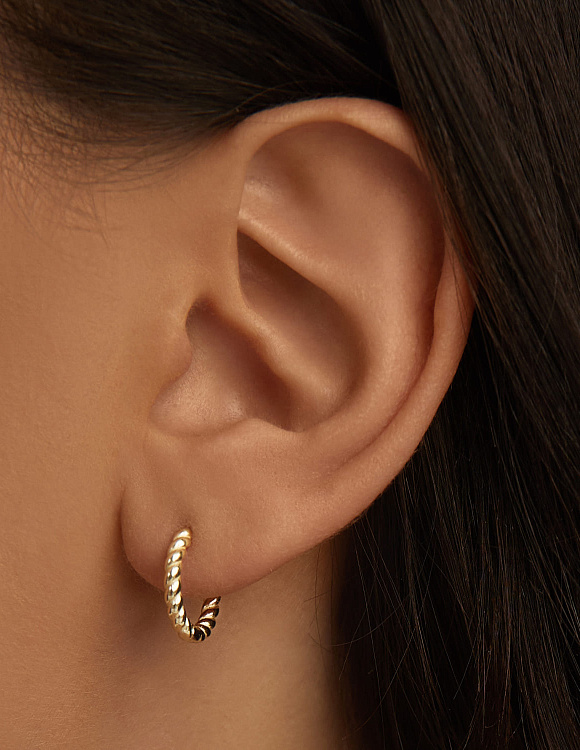 Серьги серебро 925 женские позолоченные конго без вставок Miestilo