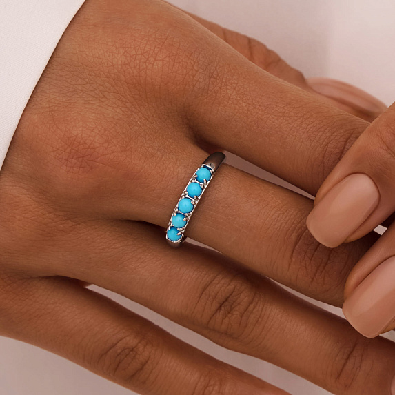 Серебряное кольцо с искуственной бирюзой Miestilo