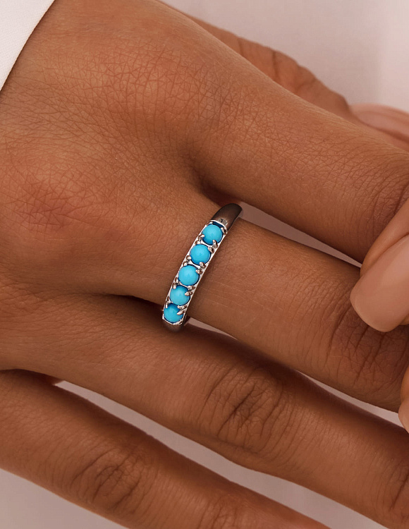 Серебряное кольцо с искуственной бирюзой Miestilo