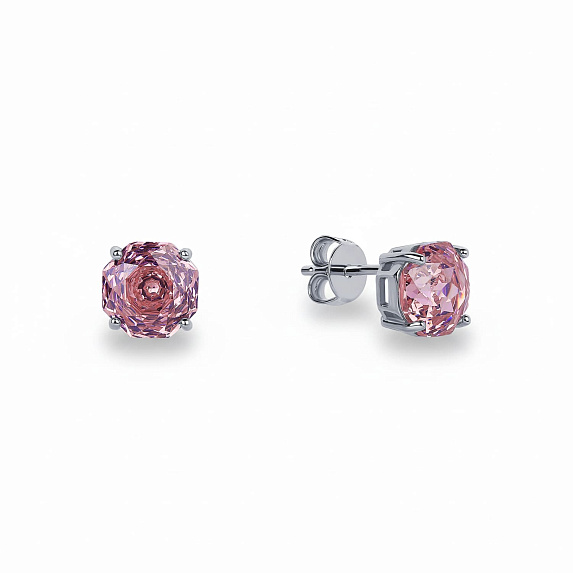 Серебряные серьги гвоздики с фианитом в огранке роза Miestilo
