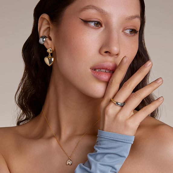 Серебярное кольцо биколор Miestilo