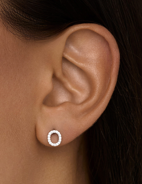 Моносерьга серебро 925 гвоздик c буквой O Miestilo