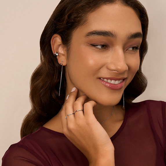 Серьги серебро 925 длинные протяжки висячие Miestilo