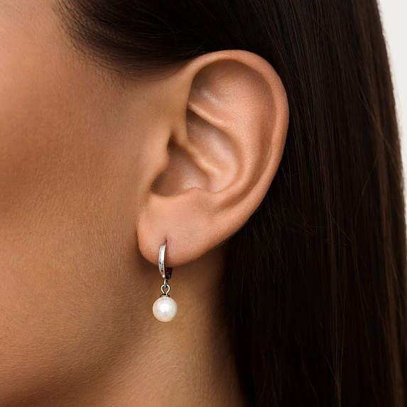 Серьги серебро 925 серебряные конго с жемчугом Miestilo