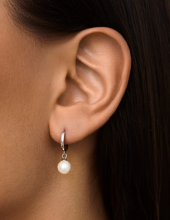 Серьги серебро 925 серебряные конго с жемчугом Miestilo