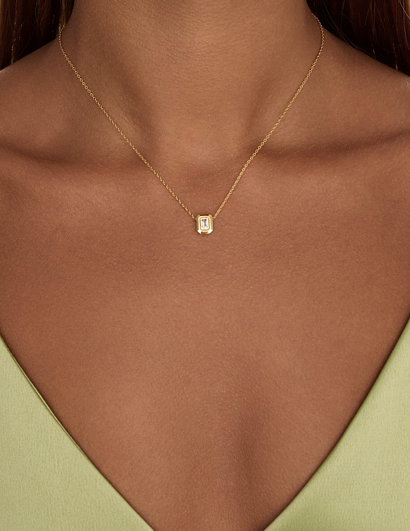 Подвеска на шею серебро 925 позолоченное с фианитом Miestilo