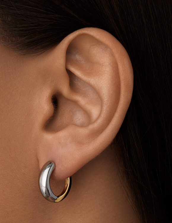 Серебряные серьги-кольца биколор Miestilo