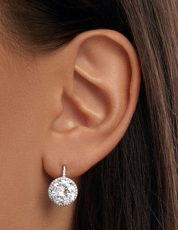 Серьги серебро 925 с камнями крупные серебряные Miestilo